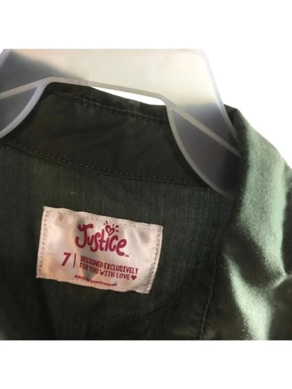Justice Girls Front Tie Button Blouse Crop Green Size 7